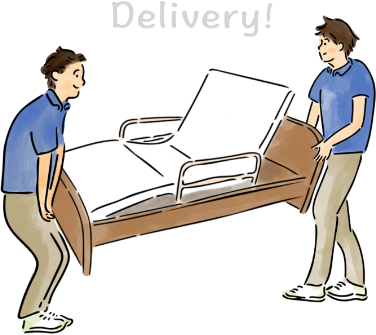 問い合わせする老人と応対するスタッフのイラスト